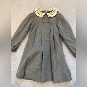 Girls crochet collar dress in gray